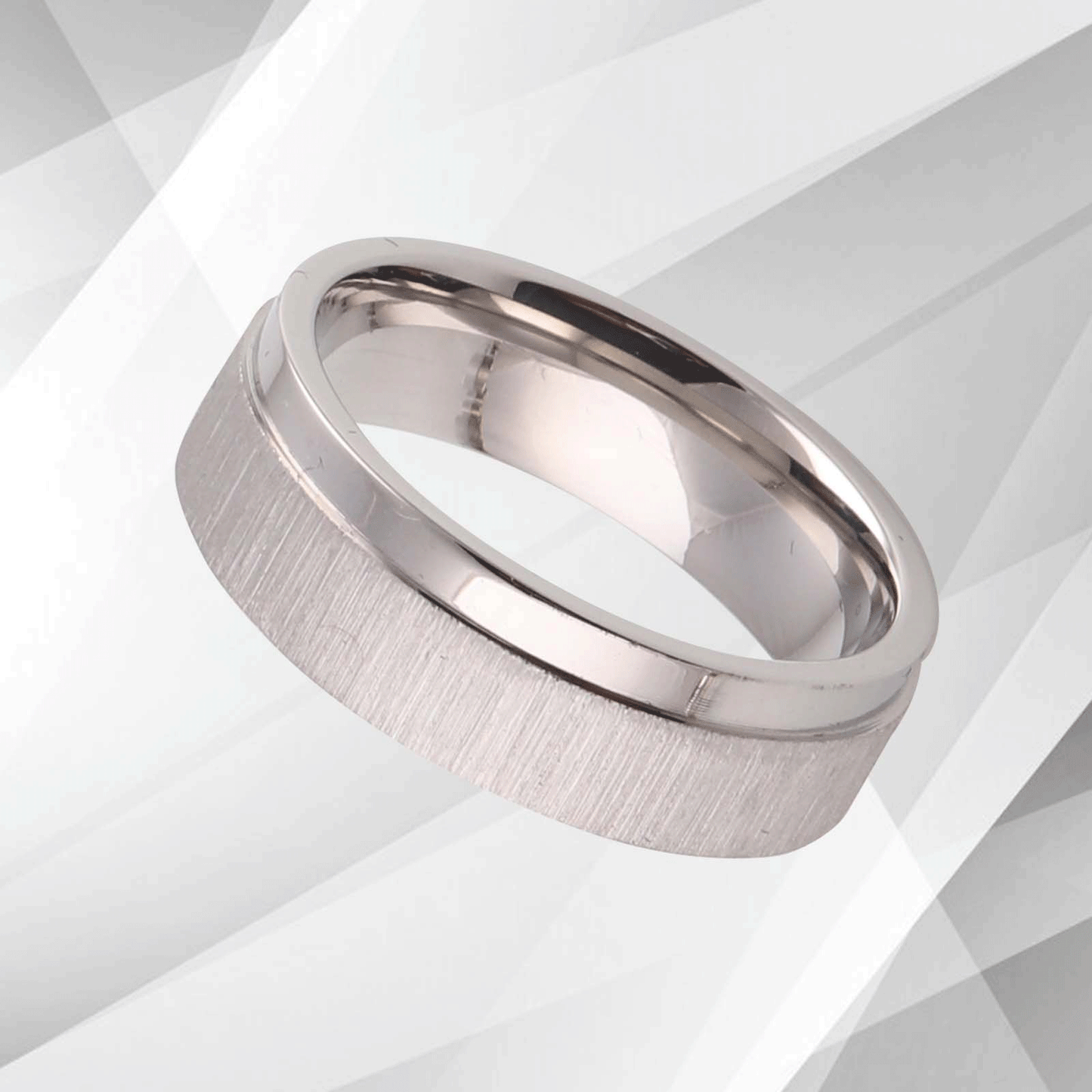 6mm Wide Mens Flat Titanium 18Ct White Gold Over Engagement Wedding