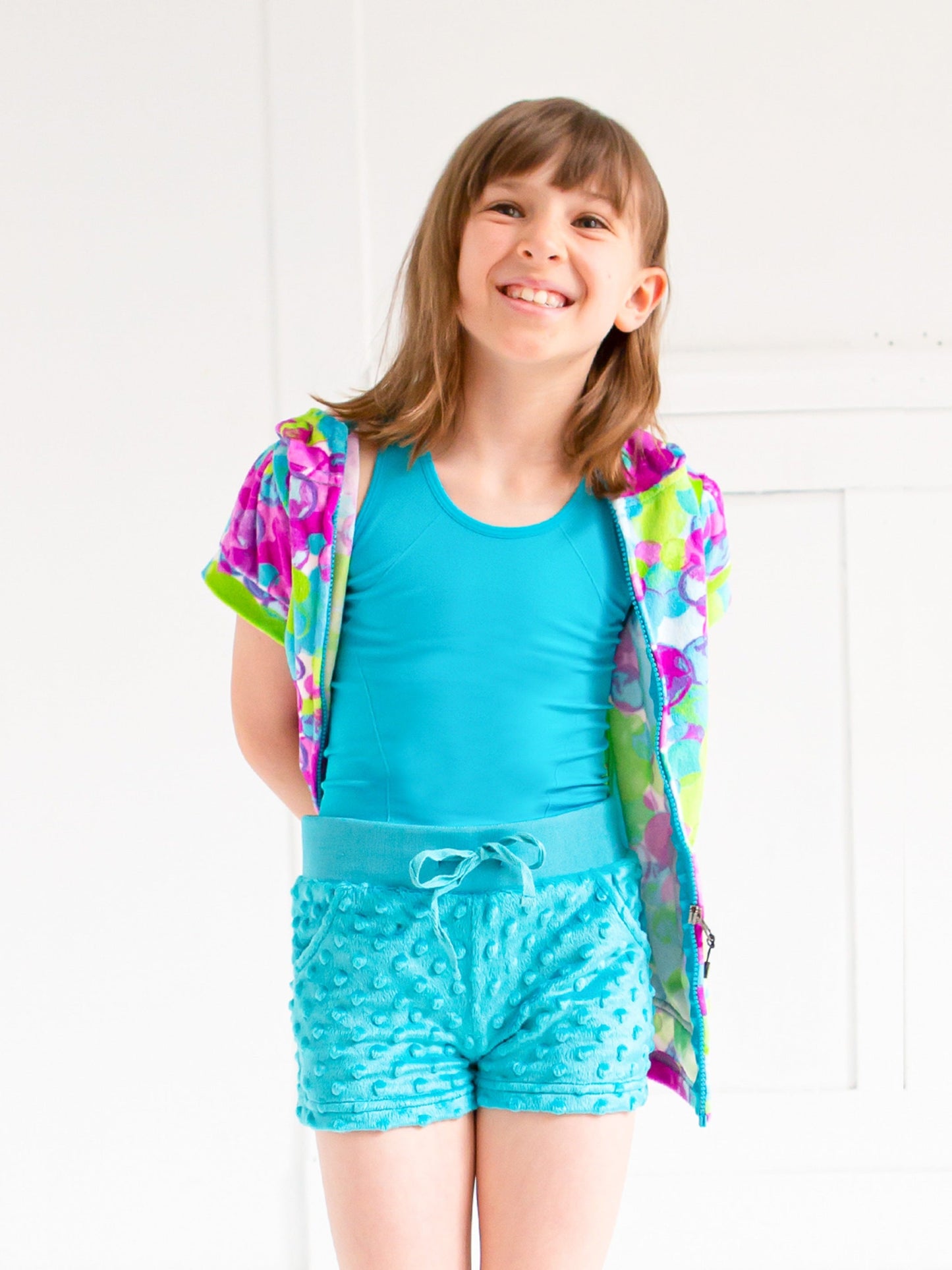 Minky Bubble Shorts | Turquoise | Limeapple