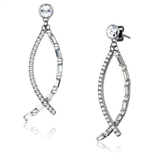 Women Stainless Steel Synthetic Crystal Earrings