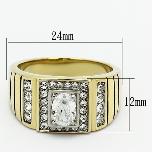 Men Stainless Steel Cubic Zirconia Rings TK755