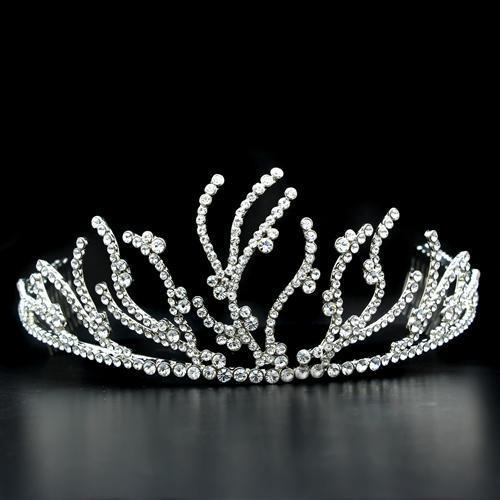 LO2117 - Imitation Rhodium Brass Tiaras & Hair Clip with Top Grade